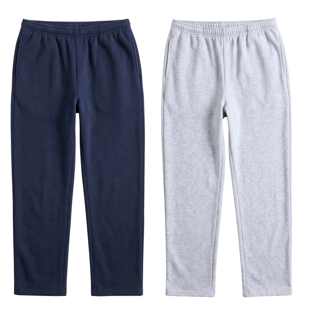 2 Pair NEW Fruit of Loom XL Sweatpants Mens Navy Blue Heather Grey Fleece Lounge